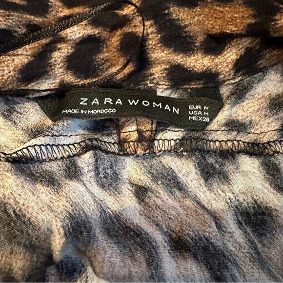 Zara Leopard Print Short Sleeve Cropped Jumpsuit Sz M Bloggers Favorite - Picture 9 of 13